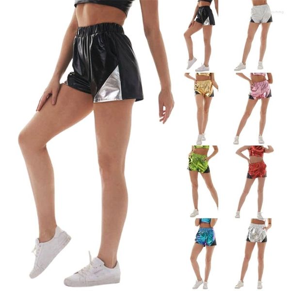 Damen-Shorts, 95AB, metallische elastische Taille, Raves-Hosen, modische Nachtclub-Tanzkleidung