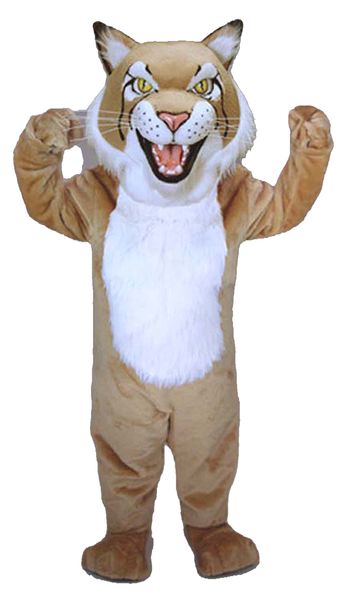 Formato adulto di trasporto veloce del vestito operato dal fumetto del costume della mascotte di TAN BOBCAT di alta qualità di Halloween