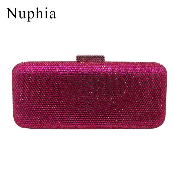 Borse da sera Custodia rigida fucsia Pochette con pochette in cristallo e per le donne Party Prom Gold 230728