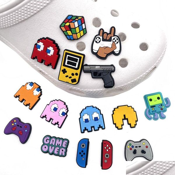 Peças de sapatos Acessórios Video Game Clog Charms Pvc Decoração Fivela Pins Buttons Drop Delivery Series Aleatoriamente