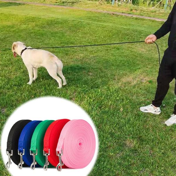 Coleiras de cachorro longa coleira de treinamento linha de rastreamento filhote de cachorro obediência recordação agilidade guia 10m 20m 30m 50m para acampamento de jogo quintal