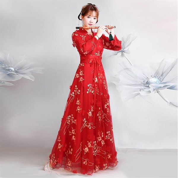 Red Chinese Hanfu Princess Dress Lady Costumi orientali tradizionali Fata Performance Cosplay Abbigliamento Adulti Stage Wear250R