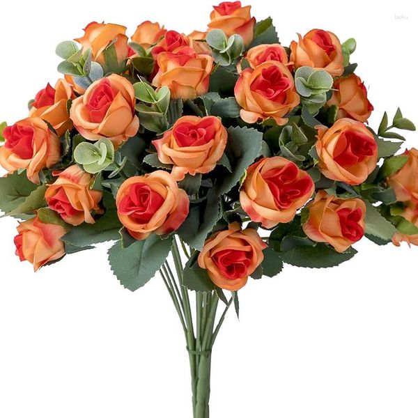 Декоративные цветы имитируют букет 11 маленьких роз в эвкалиптовом свадебном украшении домашний декор пластик искусственный цветок эль -вечеринка праздничный