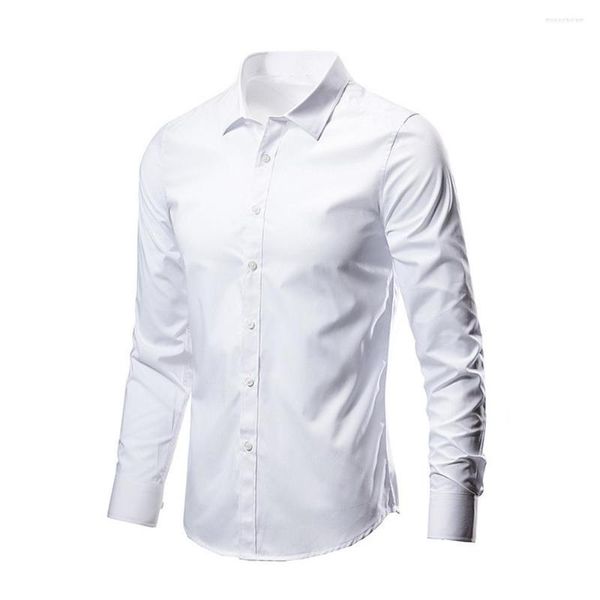 Camisas casuais masculinas 2023 camisa de manga comprida de negócios ajuste clássico branco azul preto vestido social masculino inteligente para plus premium