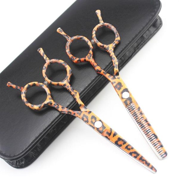 Forbici da parrucchiere giapponesi da 5/5 pollici per capelli forbici da leopardo forbici da barbiere taglio di capelli set di forbici da parrucchiere strumenti per saloni 283J