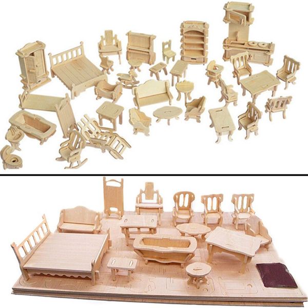 Ferramentas Oficina Miniatura 1 12 Móveis De Casa De Bonecas Para Bonecas Mini 3D Quebra-cabeça De Madeira DIY Modelo De Construção Brinquedos Para Crianças Presente 230729
