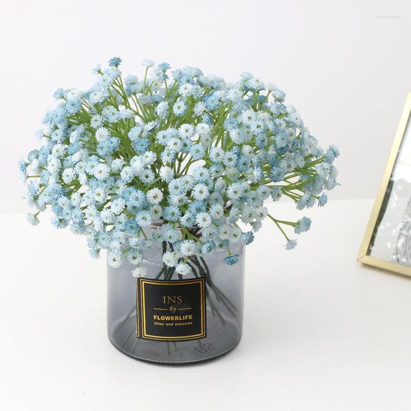 Flores decorativas 22cm Branco Gypsophila Casamento Artificial Arranjo de Decoração de Buquê DIY de Plástico Bebês Respiração Flor Falsa Decoração de Casa