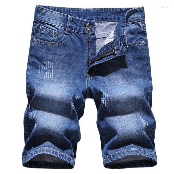 Shorts masculinos de verão jeans curtos streetwear stretch slim fit jeans de algodão casual reta capris plus size