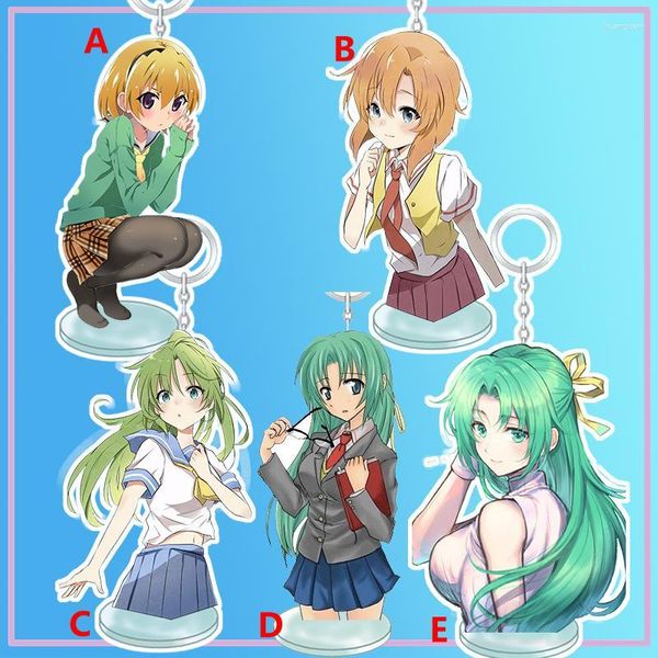 Portachiavi Anime Stand Portachiavi Higurashi When They Cry Ryuuguu Rena Sonozaki Mion Strap Portachiavi Dual-purpose Desktop Decoration 8cm