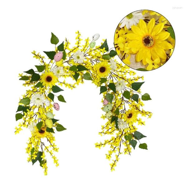 Fiori decorativi Pasqua Uovo colorato Girasole Ghirlanda Art Garland Charm Accessorio per la decorazione dell'anno festivo del festival