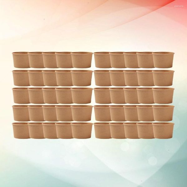 Bicchieri usa e getta Cannucce 50Pcs 8 once Carta Kraft Tazza da minestra Contenitori per la preparazione dei pasti Imballaggi alimentari Ciotola da asporto senza coperchi