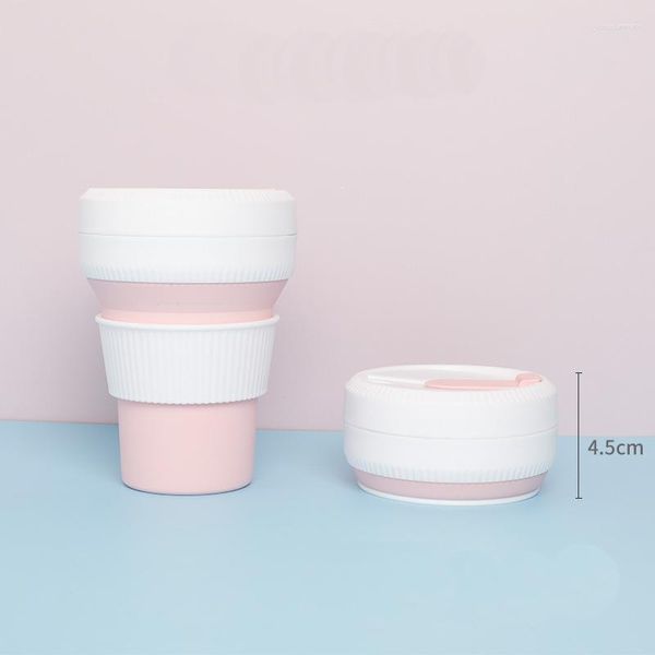 Tassen Untertassen Outdoor-Reise Tragbare faltbare Wassertasse Silikon 350 ml Kaffee mit Deckel