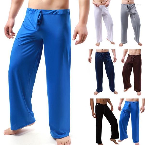Erkekler şık tam uzunlukta erkekler yoga pantolon hızlı kuru pijama elastik bel artı boyutlu spor pantolon giysi