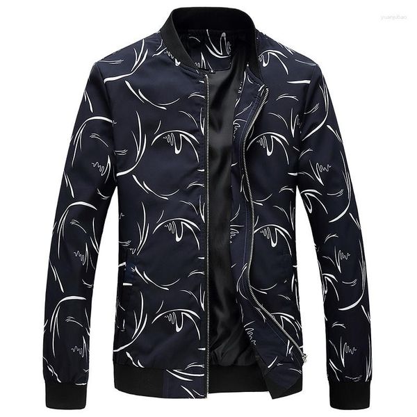 Jaquetas masculinas casuais estampadas plus size 6XL slim fit jaqueta azul marinho roupa primavera outono masculino