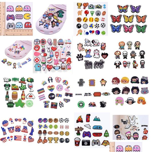 Schuhteile Zubehör Großhandel Cartoon Clog Charms Dekoration Schnalle Knöpfe Pins Charm Party Gefälligkeiten für Kinder Adt Drop Del Serie nach dem Zufallsprinzip