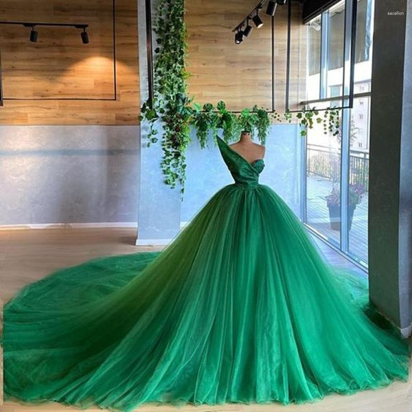 Abiti da festa Gorgoues Abito da sera in tulle verde Principessa Abito da ballo senza spalline Perline Abito da ballo formale da donna Abito da notte da sposa Plus