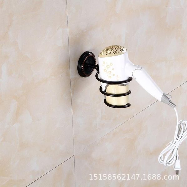Rubinetti per lavabo da bagno Porta asciugacapelli semplice in stile europeo Accessori hardware in bronzo nero Acc