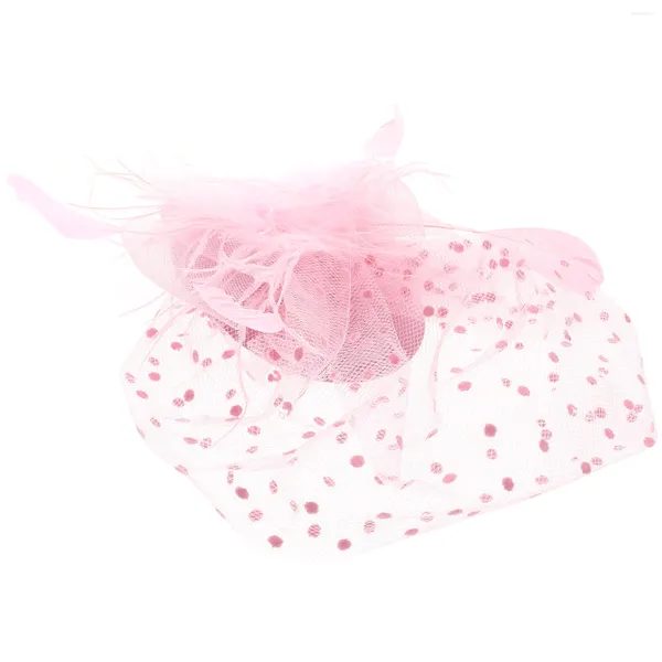 Pañuelos Top Hat Headpiece Bride Fascinator Hair Clip Mujeres Pearl Polka Dots Wedding Headdress Fascinators Mesh