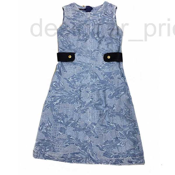 Grundlegende Freizeitkleider Designer Mode Denim Sommer Ärmelloses Kleid Klassische Flora Stickerei Damen 3 Größen Mädchen Röcke Bekleidung X77D
