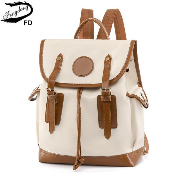 Schultaschen Fengdong College Student Schulrucksack kleine Büchertasche Frau Vintage Leinwand große Kapazität Reisen 230729