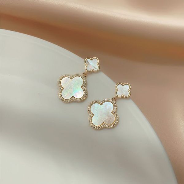 Marca de luxo balançar brincos de trevo de quatro folhas brincos para mulheres designer jóias brincos presentes de natal