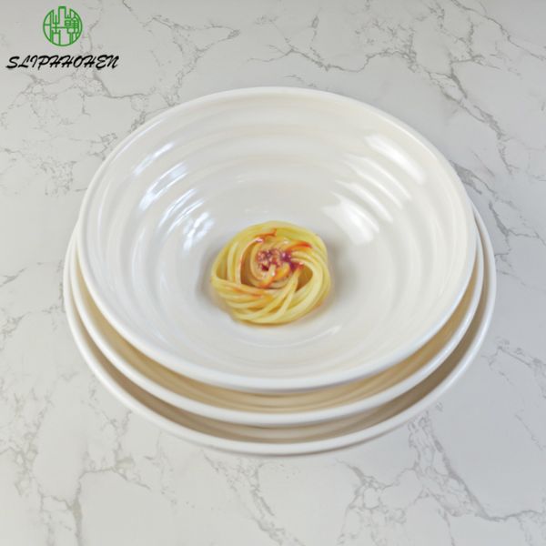 Louça de imitação de porcelana Ajisen Tigela de macarrão puxada à mão com rede Restaurante A5 Melamina Utensílios de mesa