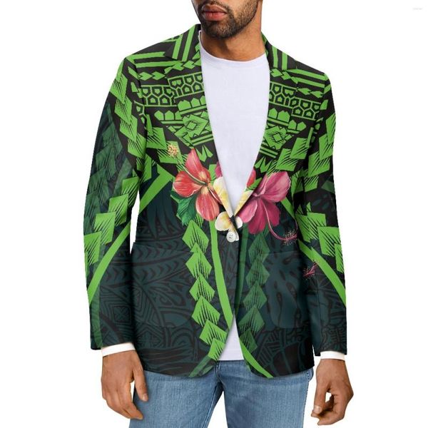 Abiti da uomo Tribale polinesiano Tongan Totem Tatuaggio Tonga Stampe Moda Business Elegante Casual Abito formale Scollo a V Manica lunga Cappotto