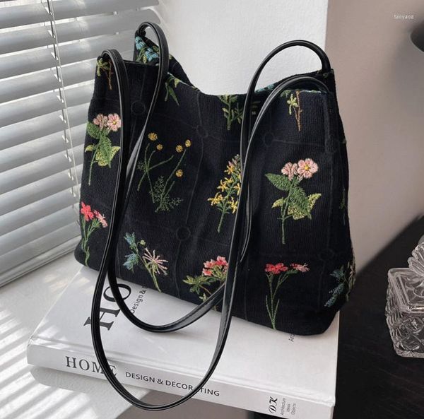 Bolsas para noite Bolsa grande com flores Tecido de alta qualidade Bolsa feminina de grife de ombro de alta capacidade