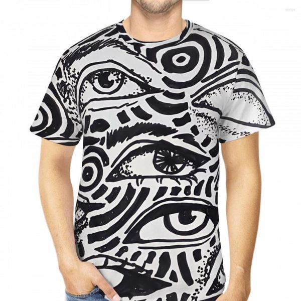 Camisetas masculinas Manual Eye Art Poliéster Estampa 3D Camisa Esportes ao ar livre Roupas de secagem rápida Camisetas largas para rua