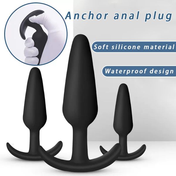 Анальные игрушки силиконовой заглушки для анальных заглушек для начинающих стартер секс -тренировок мужской мастурбатор женщин секс -игрушка 3 ПК/набор 230728