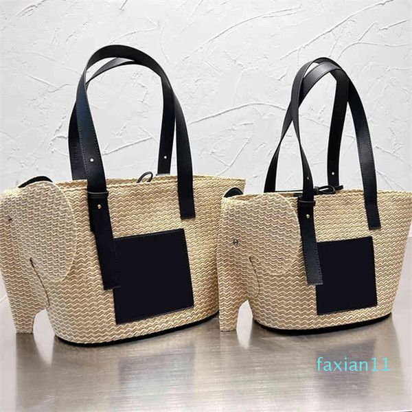 Borse a tracolla Totes Summer Weaving Handbag Fashion Elephant Decoration Borsa a secchiello intrecciata Borse da donna firmate Borse a tracolla Borse shopper