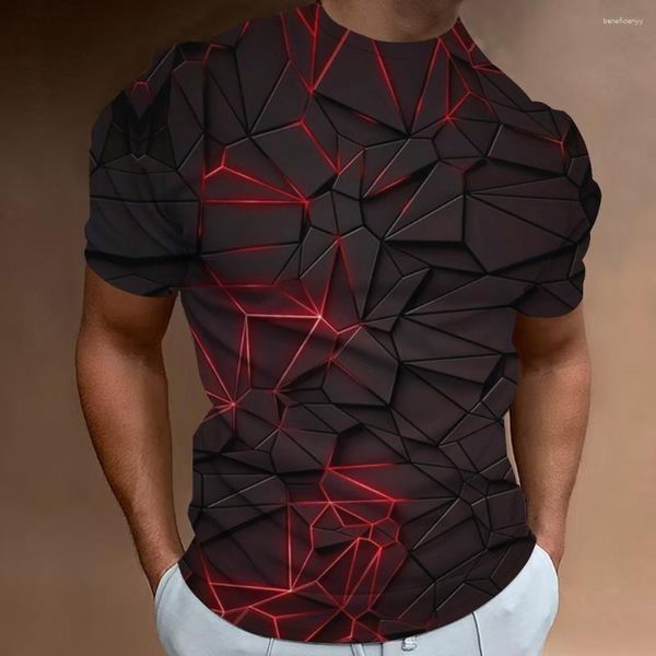 Erkek Tişörtleri Moda Trendi Retro Giyim Sokak Punk Stili Büyük T-Shirt Kısa Knolu En İyi Eğlenceli Geometrik Grafik Basılı
