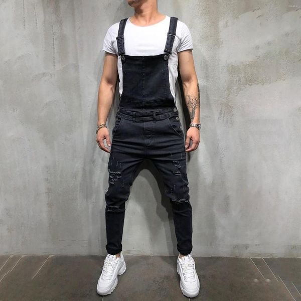 Männer Hosen Overall Mode Hohe Qualität Hosenträger Streetwear Zerrissene Denim Sommer Herbst Jeans Plus Größe Pantalones Hombre