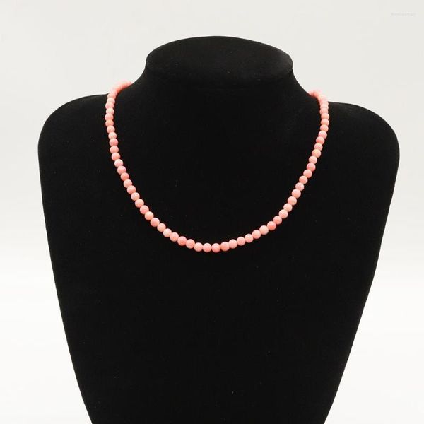 Catene da donna elegante liscia rotonda rosa collana di perline di corallo artificiale moda fatta a mano braccialetto fai da te accessori per banchetti regalo