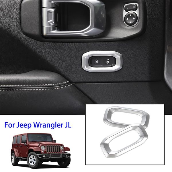 Interruptor de bloqueio de porta de prata anel decorativo para Jeep Wrangler JL 2018 tomada de fábrica de alta quatlity acessórios internos automotivos319r