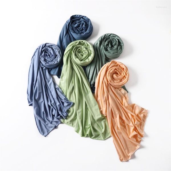 Schals, grenzüberschreitend, reine Farbe, Jersey-Baumwolle, merzerisiert, Modal, weich, für Damen, Haartuch, Schal, Schleier, einteiliger Tropfen