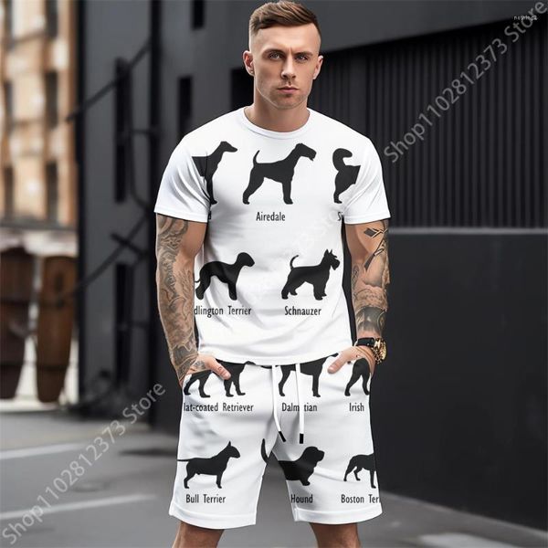 Erkek Trailtsits 2023Summer Beyaz Trachsuit Erkekler Gündelik Sokak T-Shirt Şort İki Parça Set Moda Giysileri 3D Baskı Kıyafetleri