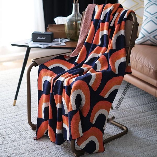 Decken, orangefarbene Geometrie, abstraktes Muster, umarmende Decke, geeignet für Sofas, Betten, Decken, weich und plüschig, leicht, flauschig