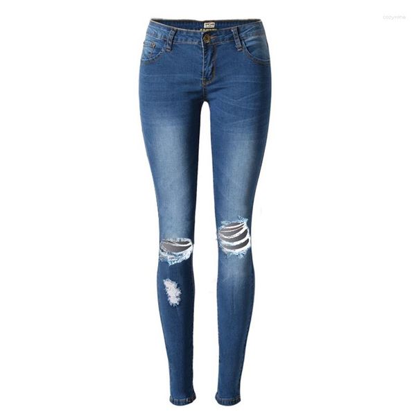 Calça Jeans Feminina Strech Skinny Rasgada Calça Lápis Hole Destroyed Jeans Desgastado Vintage Streetwear Boyfriend Plus Size