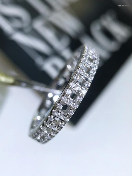 Cluster Rings 925 Stamp Fashion BlingBling White Zircon Single Row Ring Ladies Wedding Party Jewelry Gift Wholesale