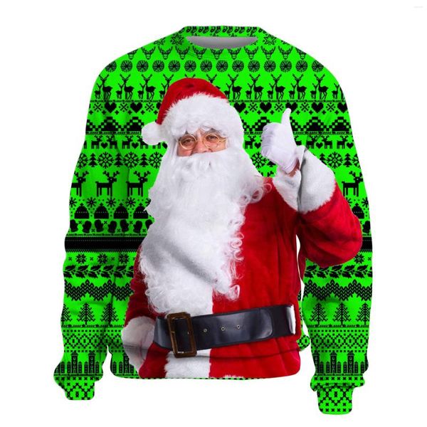 Erkek Hoodies 2023 Noel kazak hediyesi Noel Baba Komik 3d Baskı Kazaklığı ve Kadın Sweaters Top Sonbahar Kış Giysileri