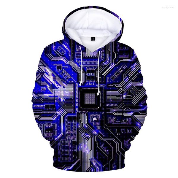 Moletons Masculinos com Chip Eletrônico Impressão 3D Engraçados Homens Senhoras Moletom Com Capuz Todos os Dias Casuais Moda Suéter Unissex Hip Hop Oversized