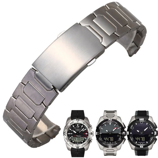 Pulseiras de relógio pulseiras para T013420A T-Touch T013/T091420A aço inoxidável banda sólida fivela dobrável homem 21/22mm 230728