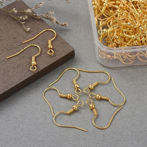 Perline 200 pz/lotto argento rodiato color oro ganci per orecchini filo per orecchini accessori fai da te forniture per gioielli (contiene scatola)