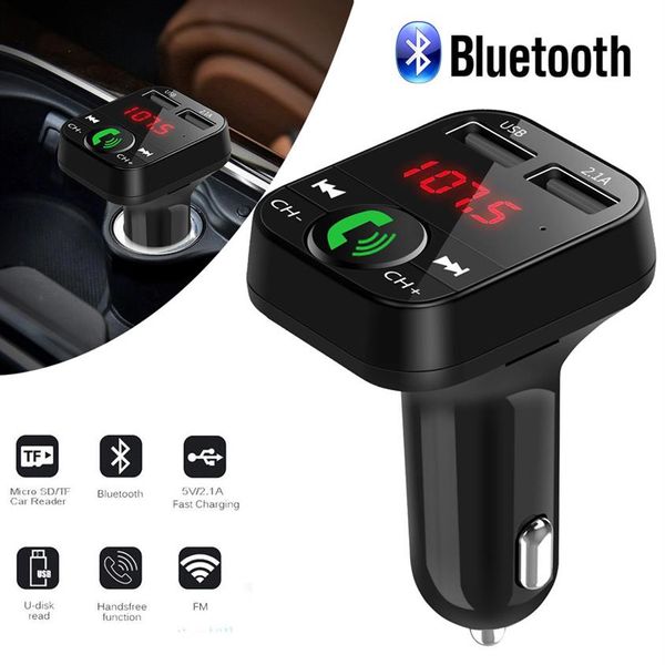 Kit para carro Mãos sem fio Bluetooth Carregador rápido Transmissor FM LCD Leitor MP3 Carregador USB 2 1A Acessórios Mãos Áudio Recei2497