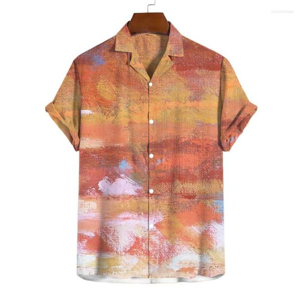 Camicie casual da uomo Estate Europa e Stati Uniti Stampa digitale transfrontaliera Camicia hawaiana di tendenza a colori tie-dye
