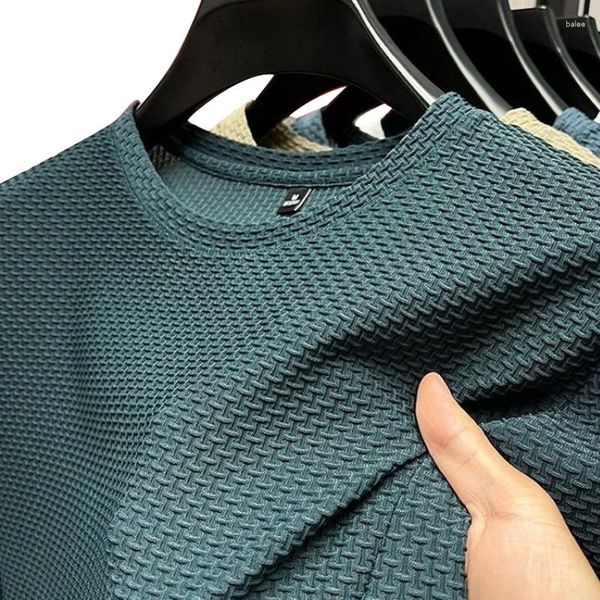 Erkek Tişörtleri Yaz Buz İpek Üst düzey Renk Yüksek Kaliteli Kısa Kollu Nefes Moda Tişört Erkek Marka Giysileri 4XL