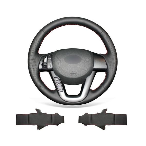 Cobertura de volante de couro genuíno preto personalizada DIY para Kia K5 Optima 2011-20152134