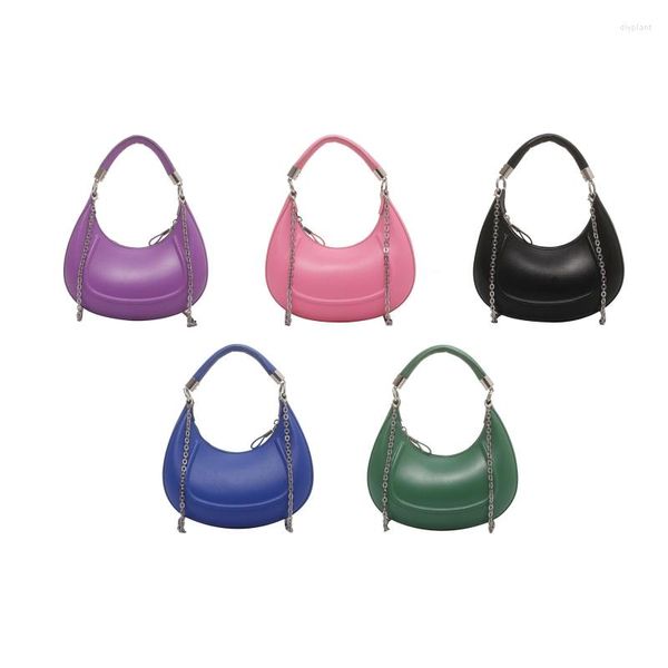 Bolsas de noite femininas bolsa de ombro vintage em couro PU Hobo elegante bolsa de mão com alça de corrente transversal