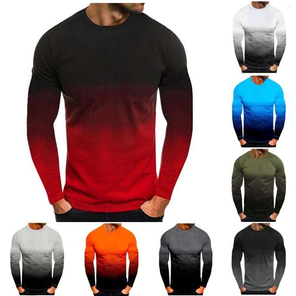 Camisetas masculinas moda primavera e verão casual manga longa decote em V camisetas de cor sólida para homens pacote de algodão moderno